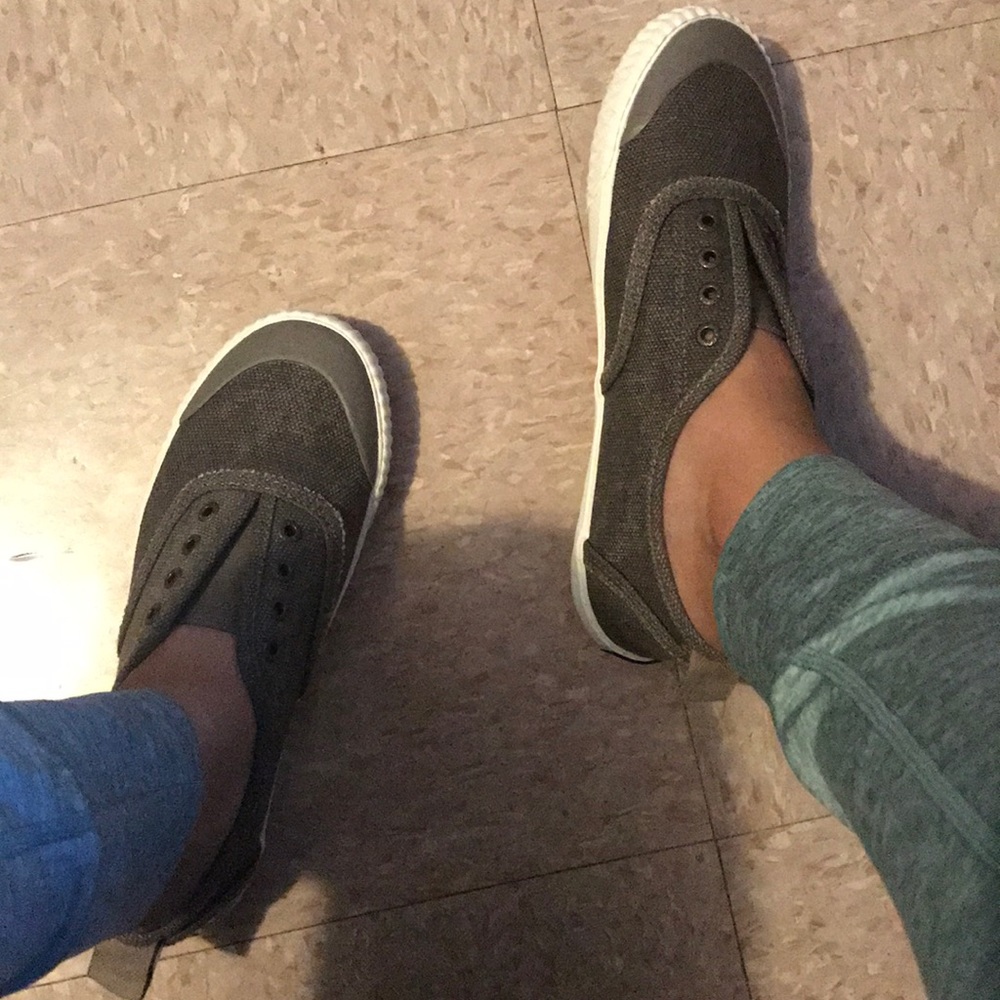 Green Sperry slip on sneakers